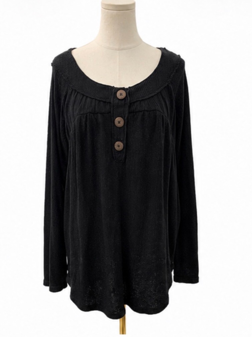We The Free Black Oversized Button Front Knit Tunic Sweater Medium